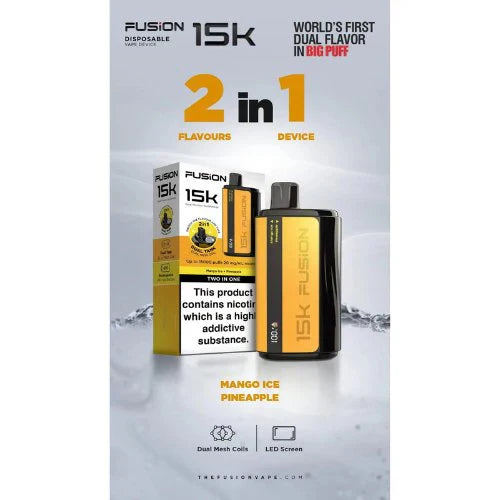 MANGO ICE + PINEAPPLE - IVG FUSION 2 IN 1 DISPOSABLE 15000 PUFFS 20MG